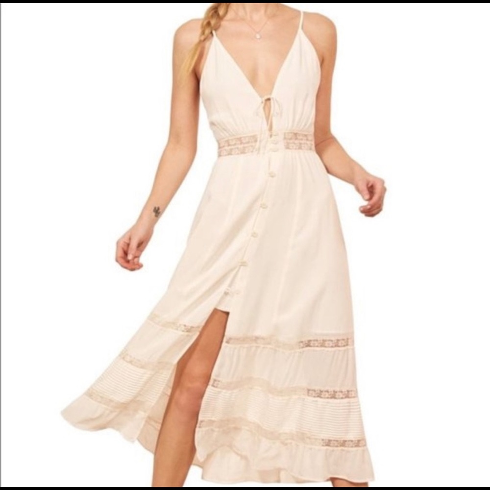 Reformation Shelley Lace Sleeveless Midi Dress, Size 0